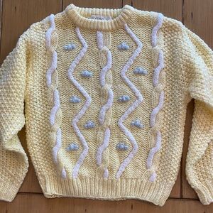 Women’s Cottagecore Hand Knitted Acrylic Sweater Feminine Pastel Vintage S-M